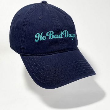 NO BAD DAYS® 6 Panel Twill Cap - Aqua on Navy Dad Hat